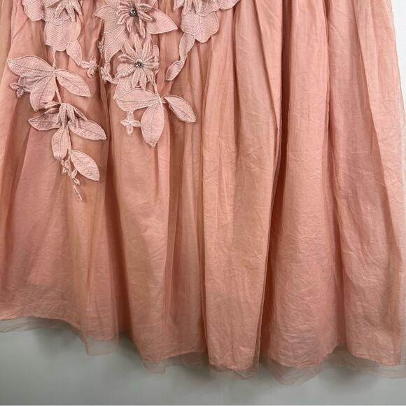 New Fairycore RYU Strapless 3D Floral Applique Rhinestone Mini Dress Large Mesh - Picture 6 of 14